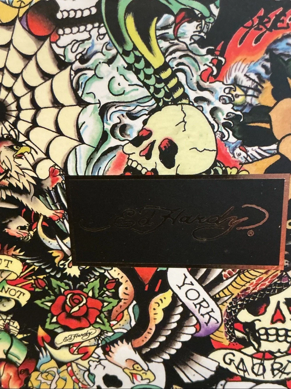 Ed Hardy Black Skull Dial Men's Watch with Crystal Accents